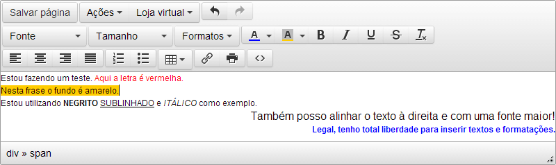 Criao de um exemplo dentro do sistema de edio