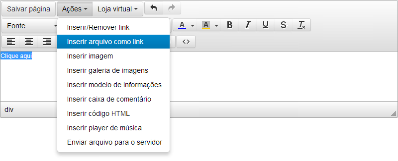 Inserir arquivo como link Inserir arquivo como link