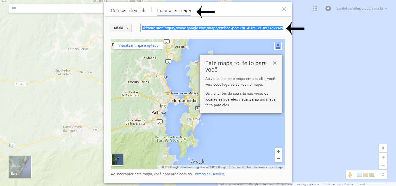 Como incorporar um mapa dentro do site 3