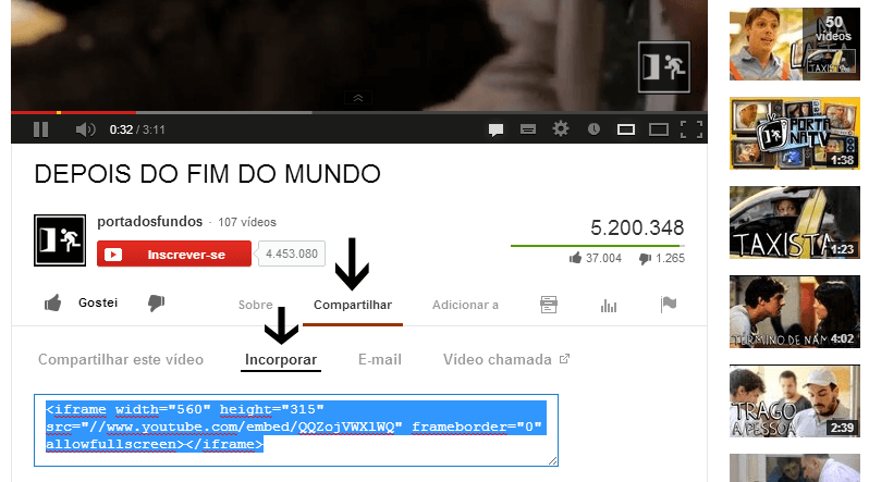 Como incorporar um vdeo dentro do site